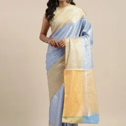 Banarasi Silk Works Blue Silk Woven Saree With Unstitched Blouse-picture-44