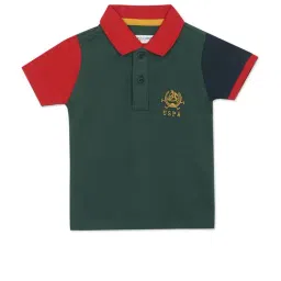 U.S. Polo Assn. Kids Dark Green Color Block Polo T-shirt-picture-11