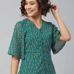 Carlton London Green Floral Print Top-image-8