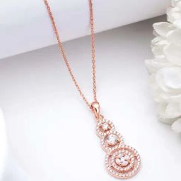 Zavya 925 Silver Breathtaking Circles Rose Gold Plated Pendant with Chain for Women-image-45