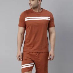 Bushirt Brown Cotton T-Shirt & Shorts Set-image-7
