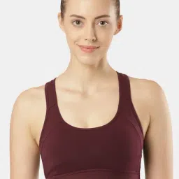 Jockey 1380 Wine Wirefree Padded Full Coverage Racer Back Stay Fresh Sports Bra (Prints May Vary)-image-19