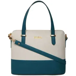 KLEIO White & Blue Solid Medium Handbag-picture-45