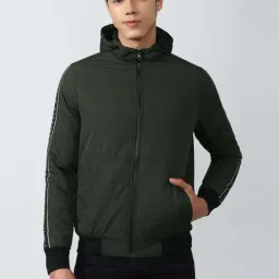 Academy By Van Heusen Green Slim Fit Quilted Hooded Jacket-image-57