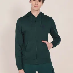 U.S. Polo Assn. Dark Green Cotton Regular Fit Hooded Sweatshirt-picture-48