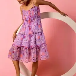 Urban Sundari Purple Casual Fit Floral Print Dress-picture-14