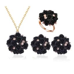 YouBella Gold Plated Stylish Floral Black Jewellery Set-image-3