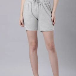 TWIN BIRDS Light Grey Plain Night Shorts-0