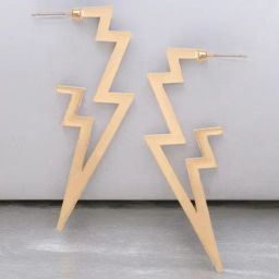 OOMPH Gold Geometric Bold Look Hoop Earrings-2