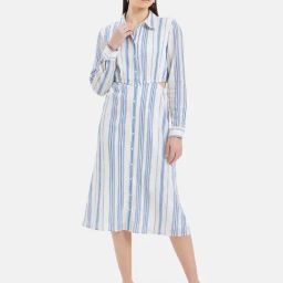 Kazo Blue Striped Midi Dress-image-0