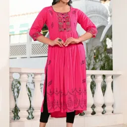 Indi Inside Pink Printed A Line Kurta-picture-3