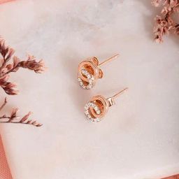 Zavya Infinite Radiance 925 Sterling Silver Rose Gold-Plated Infinity Earrings-image-76