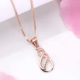 Zavya 925 Silver Radiant Rose Gold Designer's Muse Pendant with Chain for Women-image-20
