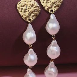 OOMPH White Pearls Statement Dangler Earrings-24