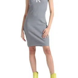 Calvin Klein Overcast Grey Logo Fitted Dress-picture-30