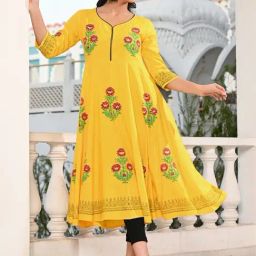 Indi Inside Yellow Floral Print Anarkali Kurta-image-2