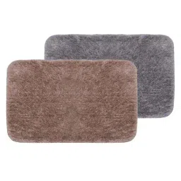 BIANCA Ultra-Soft Fluffy Bath Mat With Non-Slip Rubber Backing -2pc Medium (plush) solid-mocha/grey image 2