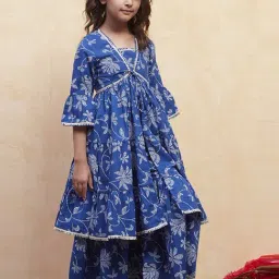 Biba Girls Blue Cotton Printed Suit Sets-image-99