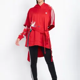 Adidas Originals Hot Red Striped Poncho Hoodie-image-91