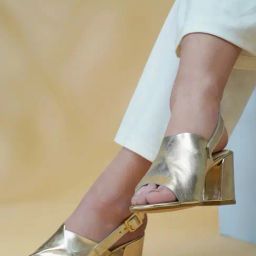 Peach Flores Women's Madeline Gold Back Strap Sandals-image-43