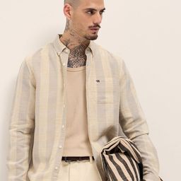 THE BEAR HOUSE Men Slim Fit Textured Button-Down Collar Casual Shirt-image-72