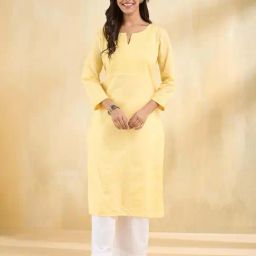 Fabindia Yellow Cotton Regular Fit Kurtas-image-16