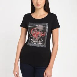 Guess Black Cotton Graphic Short sleeve T-Shirt-picture-35