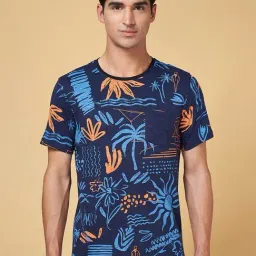 Urban Ranger by Pantaloons Navy Slim Fit Printed Crew T-Shirt-image-44