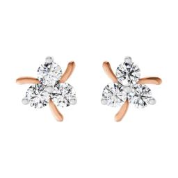Sparkles Rose Gold Lab Grown Diamond 14KT 0.57ct 3 Stone Flower Earring For Women-image-87