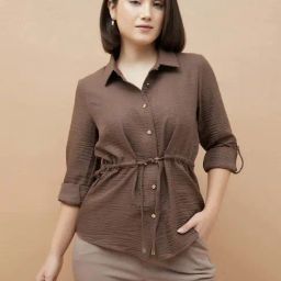 Code By Lifestyle Dark Brown Regular Fit Shirt-image-80