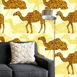 ArtzFolio Printed UV-Resistant Anti-Bacterial Ornament Camel Peel & Stick Wallpaper-image-36
