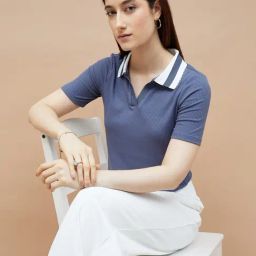 Code By Lifestyle Mid Blue Regular Fit Polo T-Shirt-46