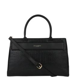 Accessorize London Beetel Black Textured Medium Handbag-30