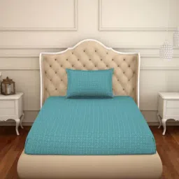 Welspun Clear Water Cotton 144 TC Single Bed Sheet With Pillow Cover-image-88