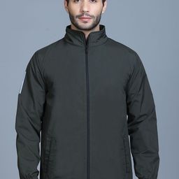 The Roadster Lifestyle Co Men Solid Mock Collar Windcheater Zipper Tailored Jacket-picture-14