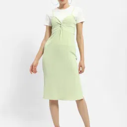MADAME Mint Green Cotton Midi Dress-image-51