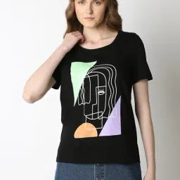 Vero Moda Black Cotton Printed T-Shirt-picture-24