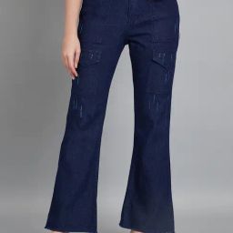 Angelfab Dark Blue Denim Flared Fit High Rise Jeans-picture-45