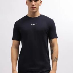 Gant Blue Cotton Regular Fit T-Shirt-image-44
