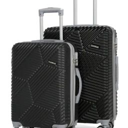 Teakwood Leathers Black Geometric Medium Hard Sided Checked Luggage Set of 2 - 55, 65cm-image-83