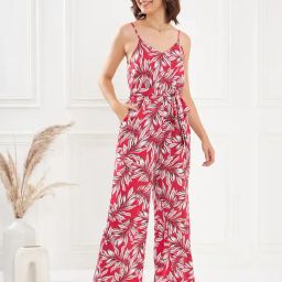 KASSUALLY Red & White Printed Jumpsuit-picture-5