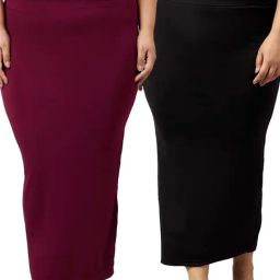 Secrets By ZeroKaata Maroon & Black Plain Saree Shapewear - Pack Of 2-image-69