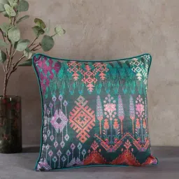 India Circus by Krsnaa Mehta Kaleidoscope Treasures Printed Blue Velvet Cushion Cover-image-42