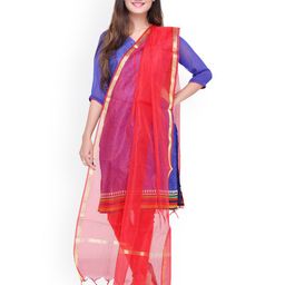 Dupatta Bazaar Red Self-Checked Silk Dupatta-13