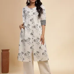 Aravalii Chalk Mist Blossom Short Sleeves Kurta-picture-19