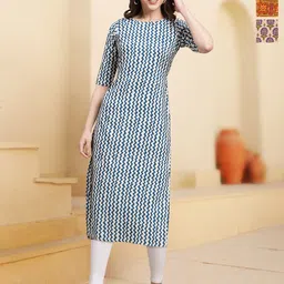 HERE&NOW Selection Of 3 Chevron Printed Round Neck Straight Kurta-85