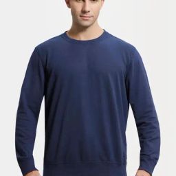Jockey 2716 Blue Super Combed Cotton French Terry Sweatshirt with Ribbed Cuffs-image-76