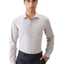 Park Avenue Grey Slim Fit Self Design Formal Shirt-picture-26