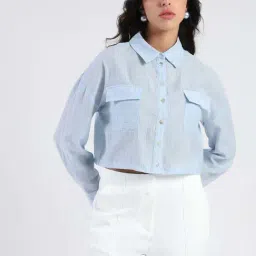 Madame Ice Blue Regular Fit Casual Shirts-image-33