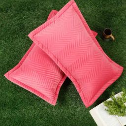 HOSTA HOMES Chevron Pink Velvet Pillow Covers - Pack of 2-4